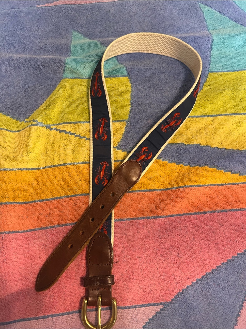 Barrons- Hunter mens Blue and Red lobster Print Belt Size30